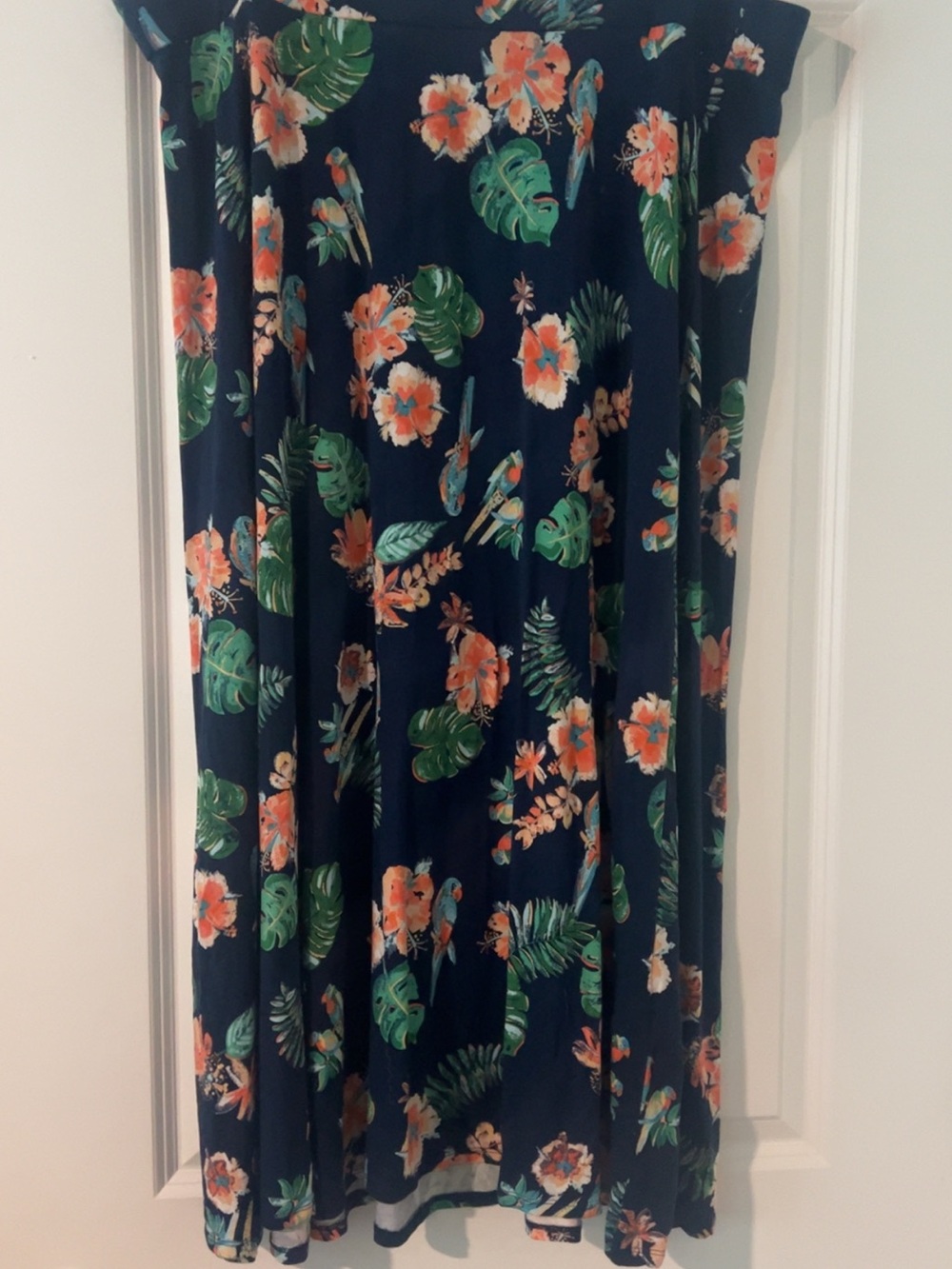 Navy Floral Maxi Skirt - Women's Tropical Print